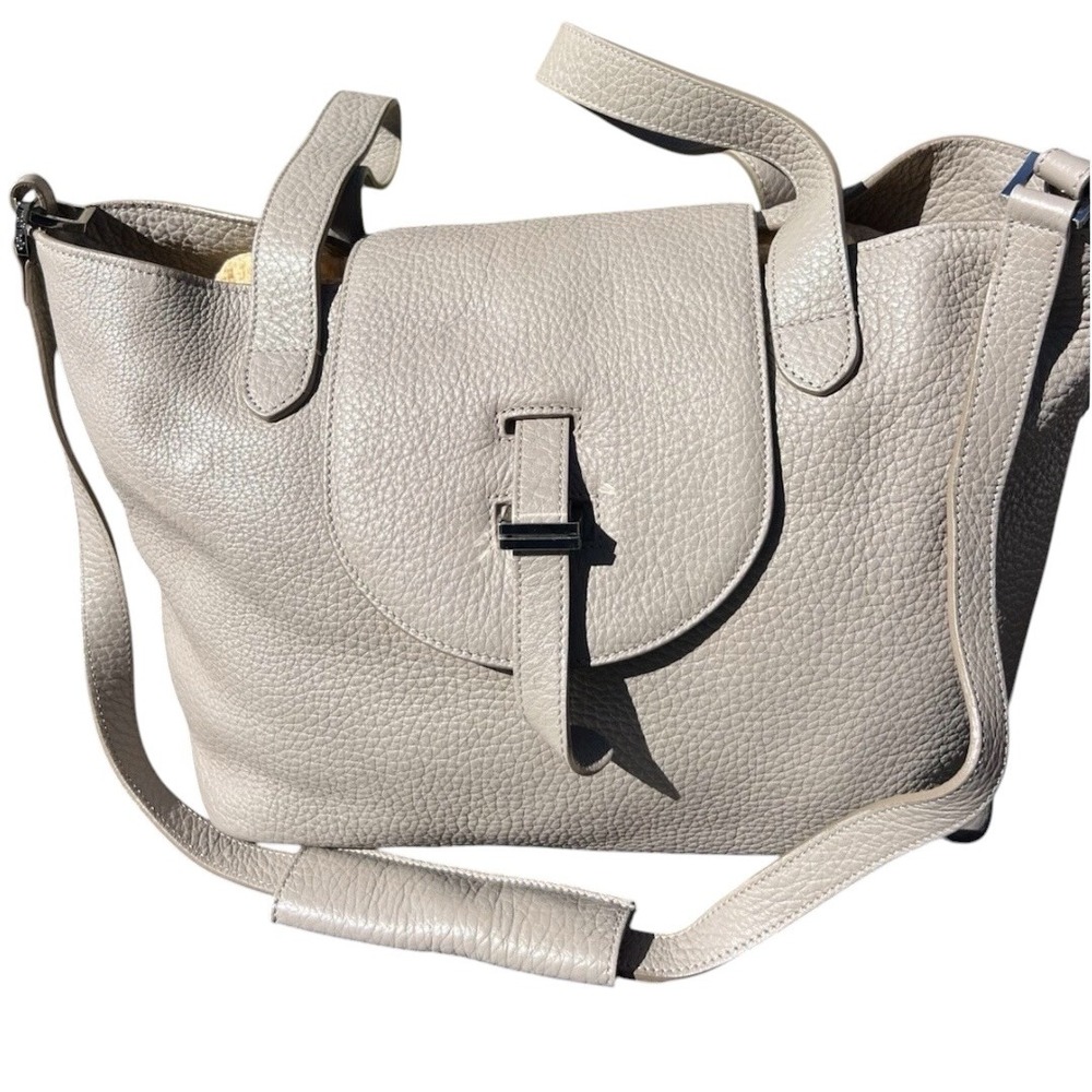 Meli Melo Thela Medium Taupe Cowhide Leather Satchel Shoulder Bag Italy - Picture 4 of 10